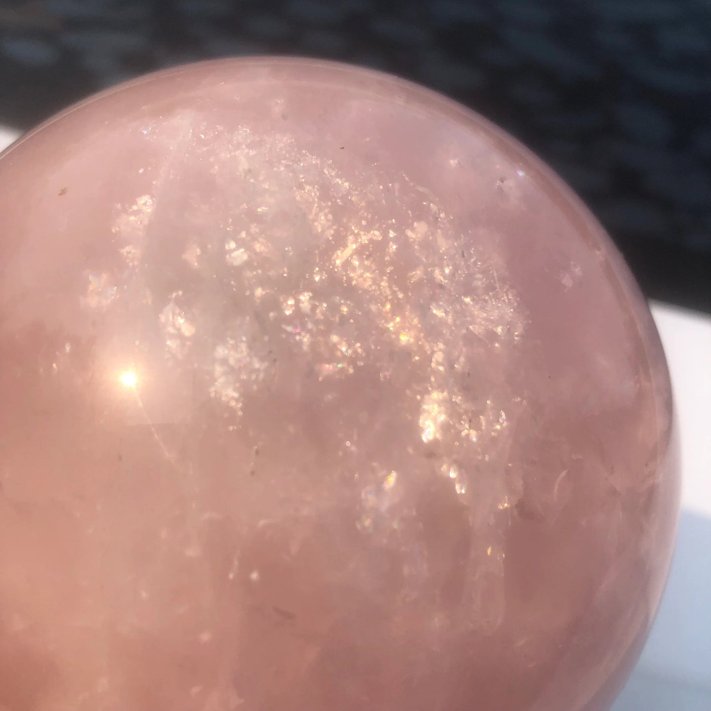 XL High Grade Rose Quartz Sphere with Rainbows