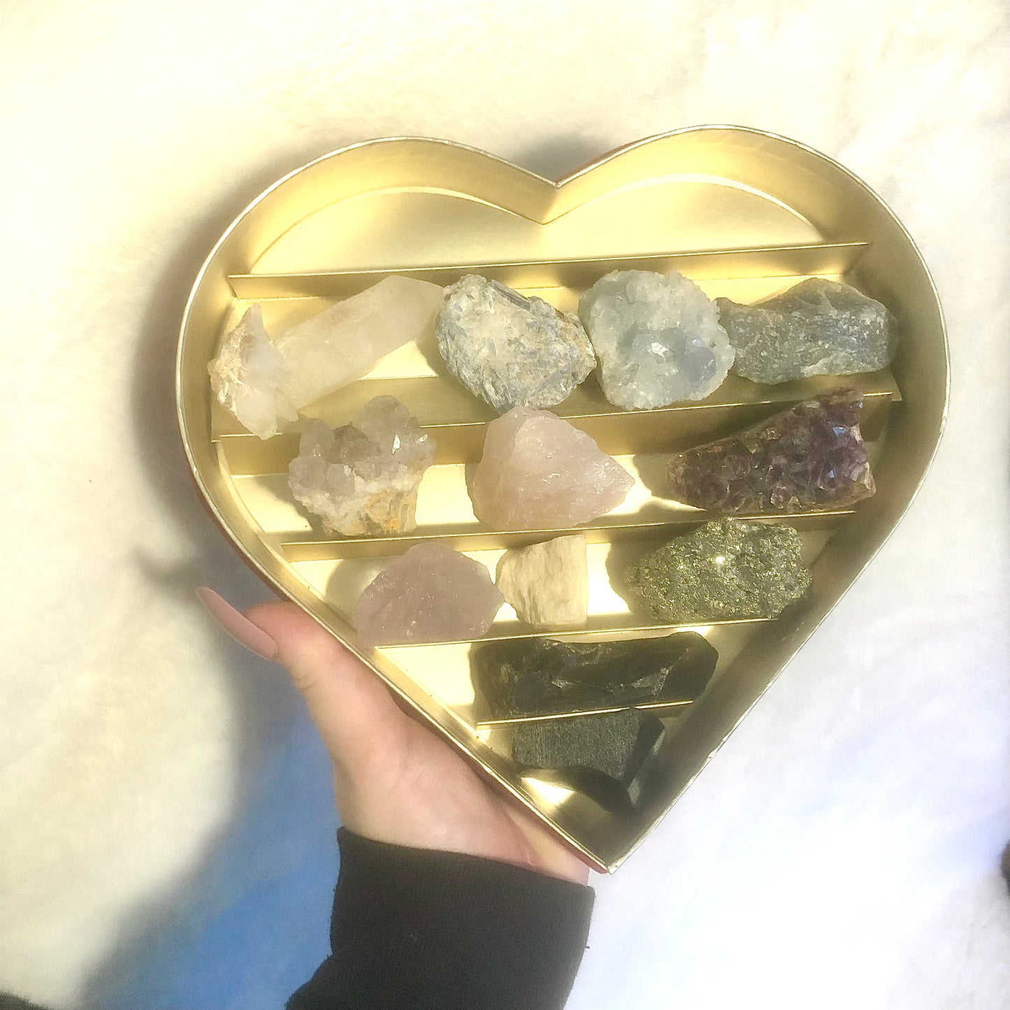 Large Velvet Heart Valentine Crystal Box