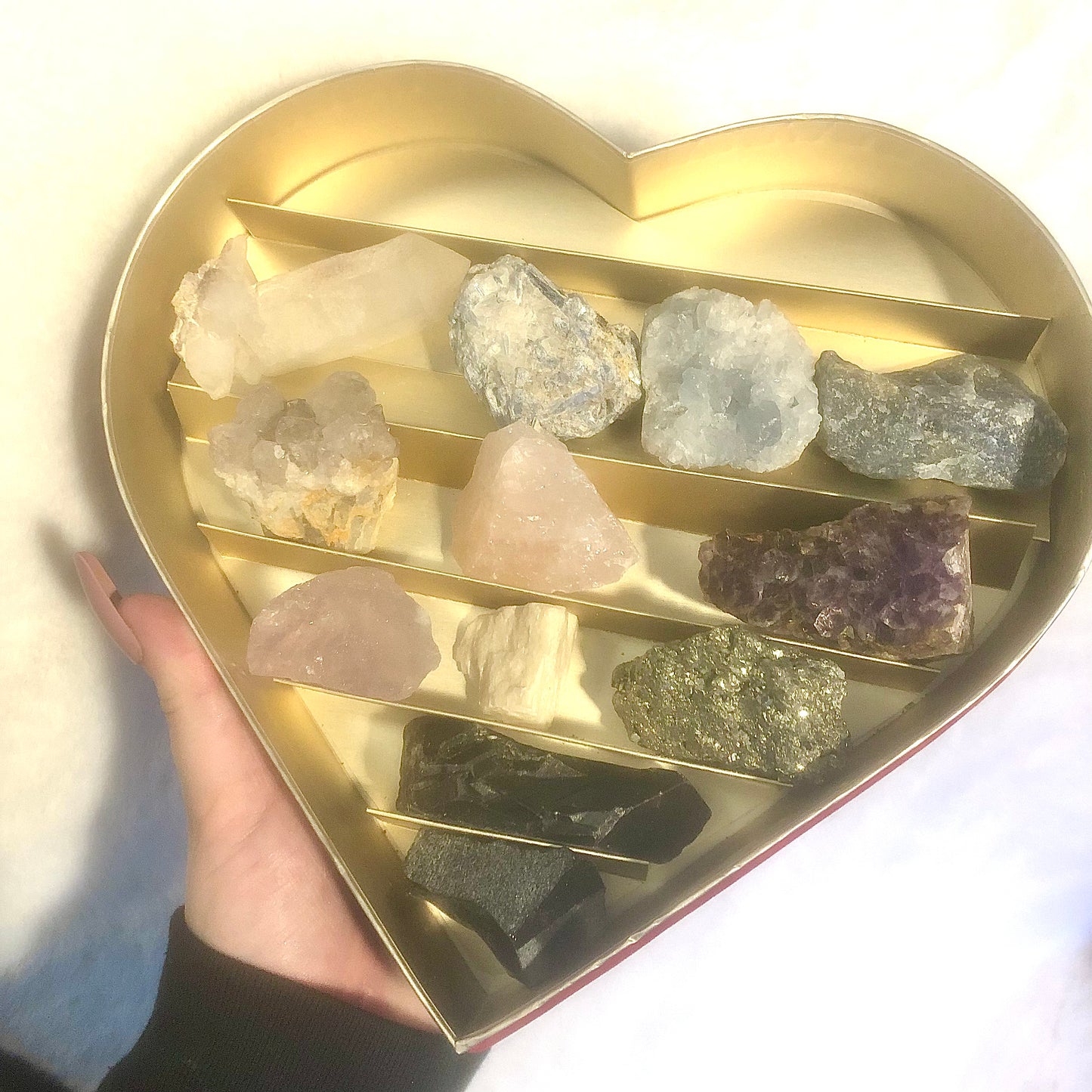 Large Velvet Heart Valentine Crystal Box