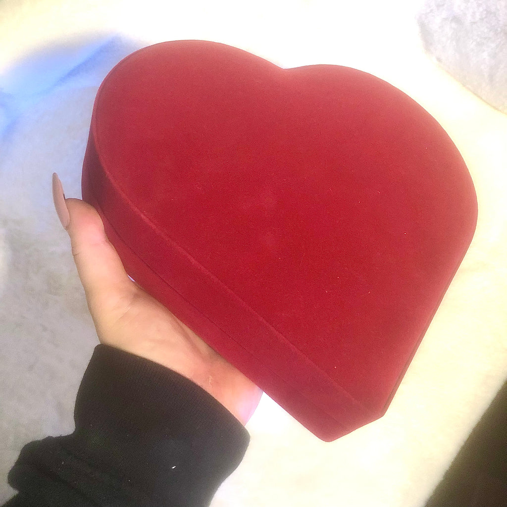 Large Velvet Heart Valentine Crystal Box