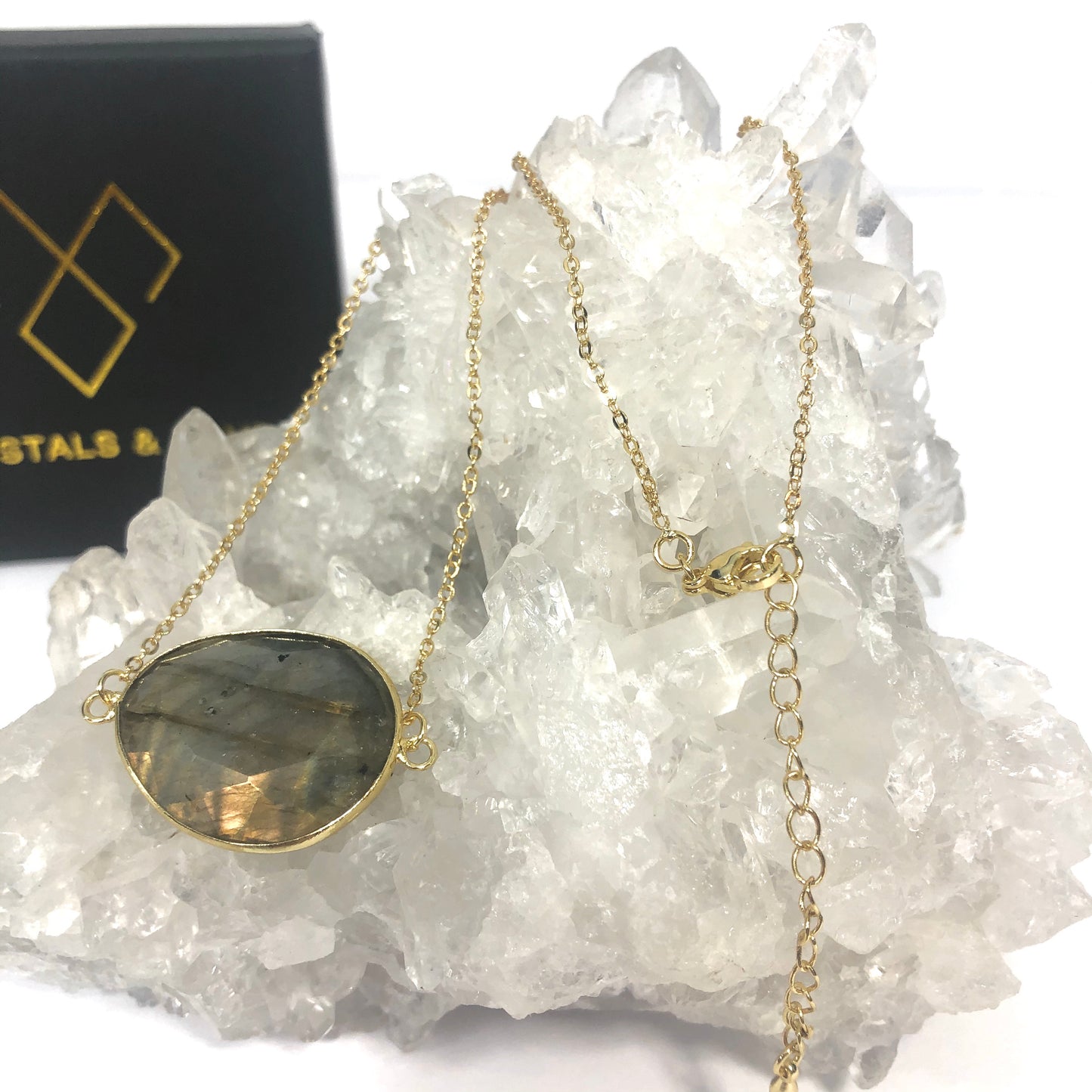 Super Flashy Labradorite Necklace on 24K Gold Plated Chain