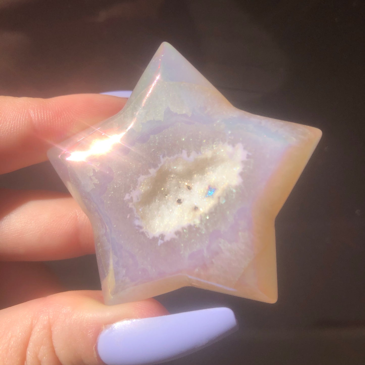 Aura Agate Star with Druzy