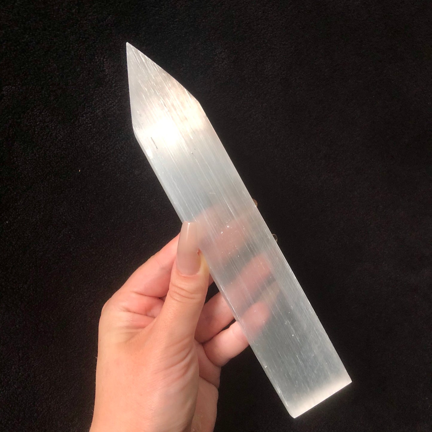 Polished Charging Selenite Point Wand Plate