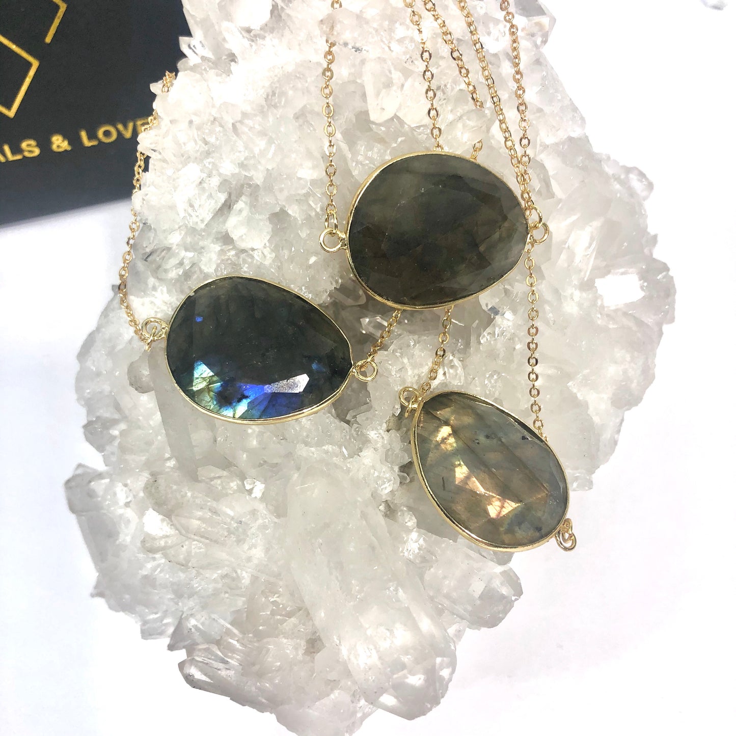 Super Flashy Labradorite Necklace on 24K Gold Plated Chain