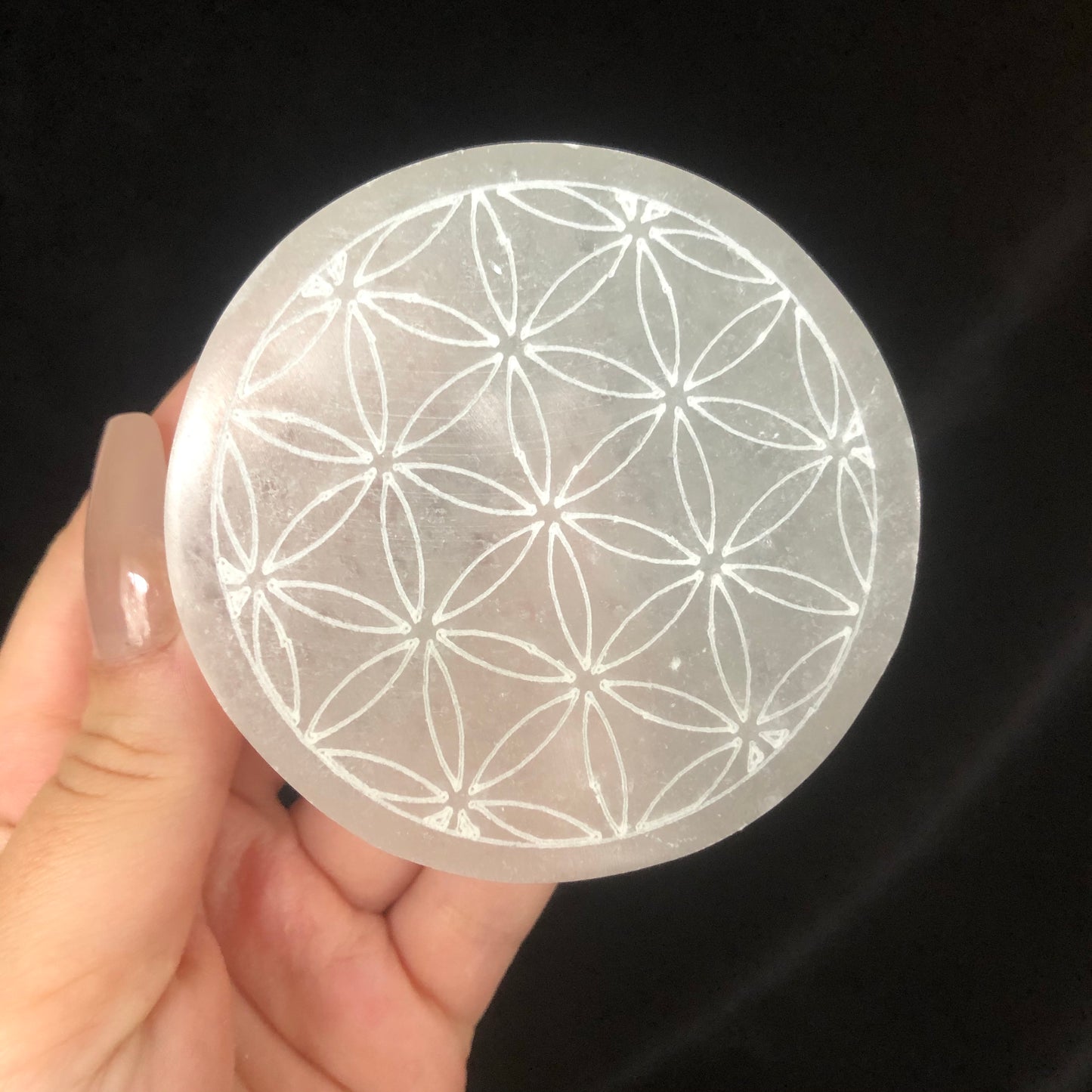 Flower Of Life Round Charging Selenite Plate