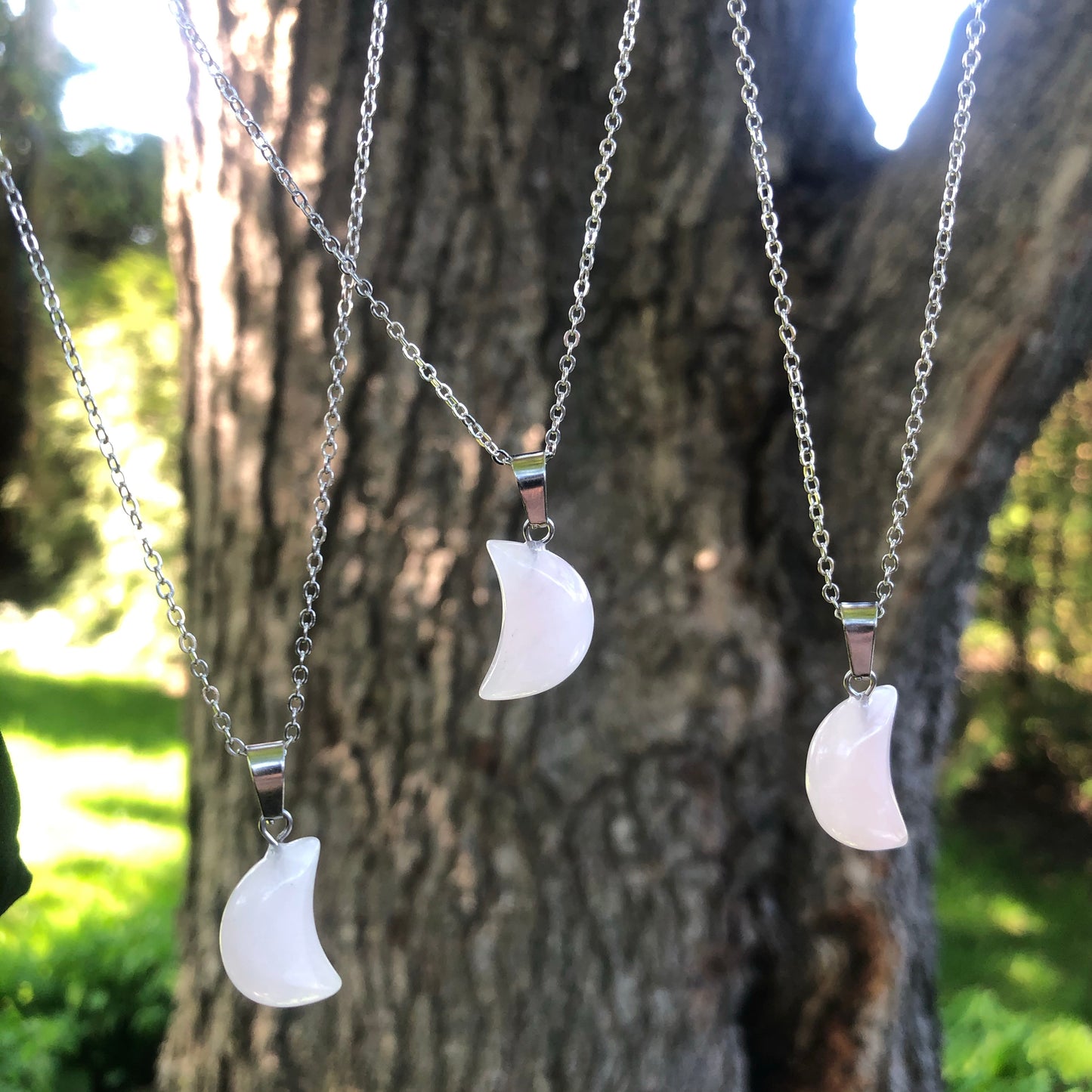 Blessed by the Moon - Rose Quartz Moon Necklace