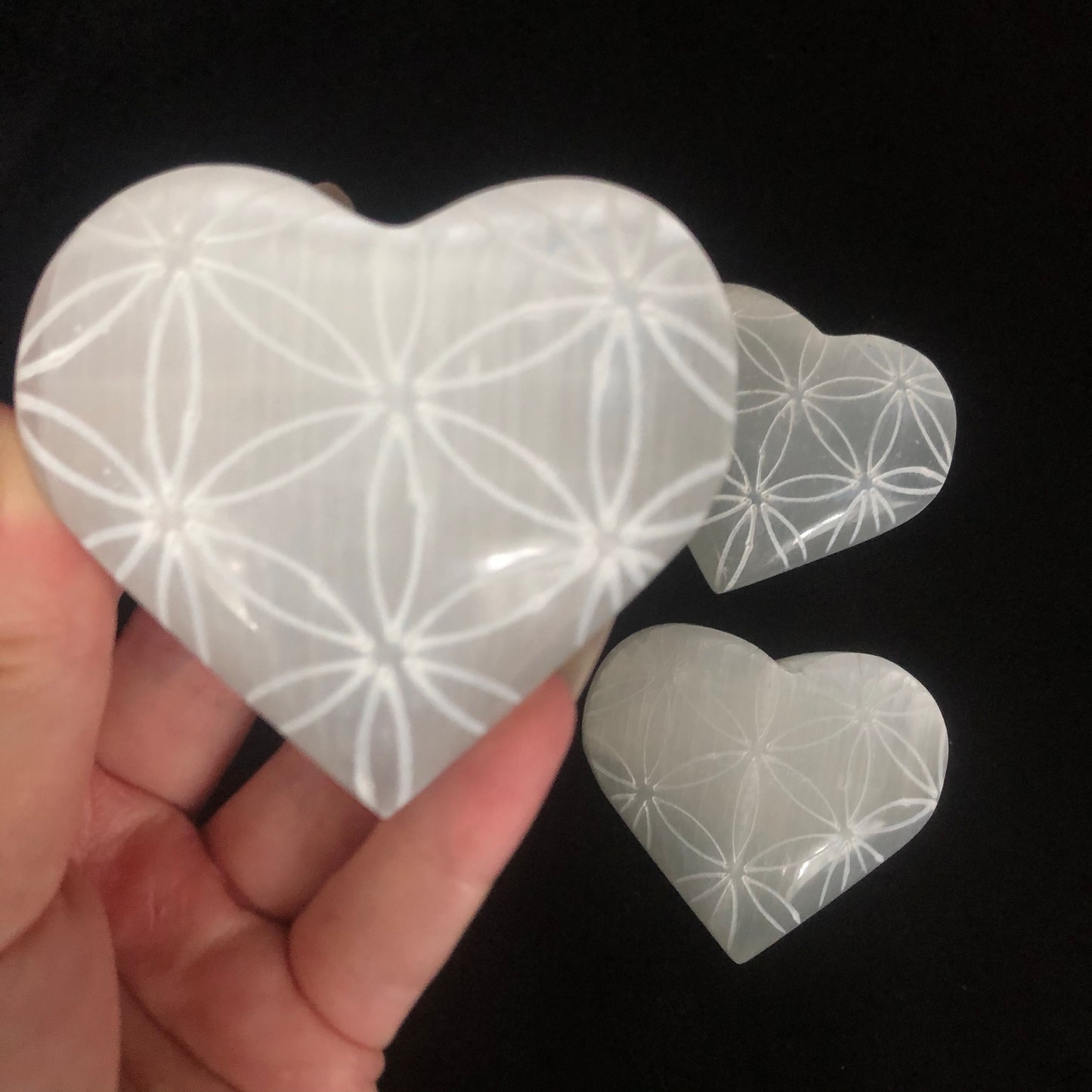 Flower Of Life Selenite Heart