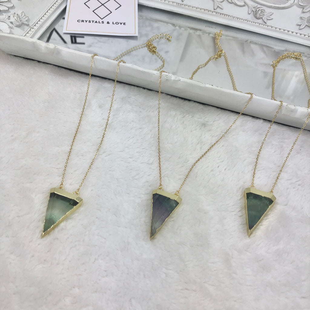 Natural Rainbow Fluorite Triangle Necklace