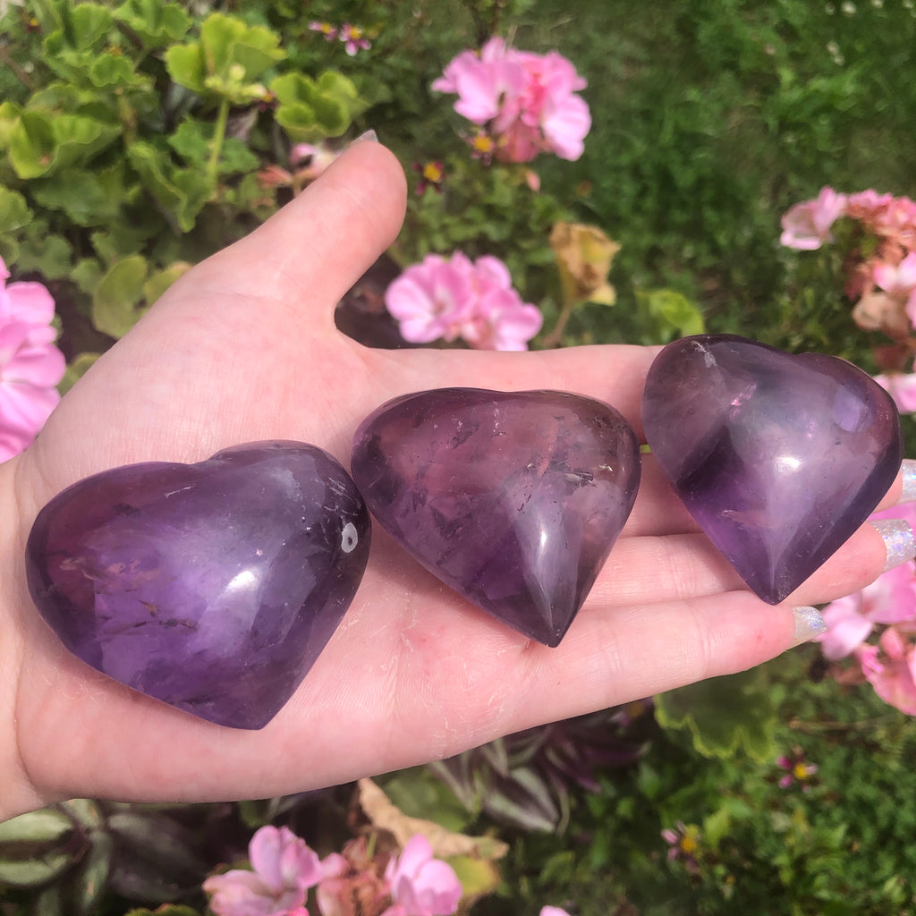 ONE High Quality Brazilian Amethyst Heart with Phantoms
