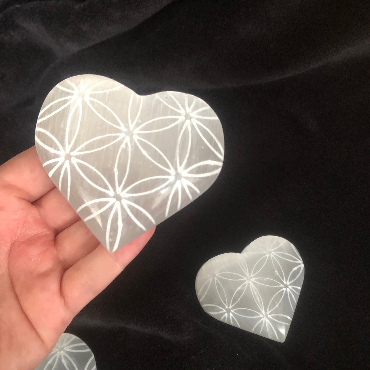 Flower Of Life Selenite Heart