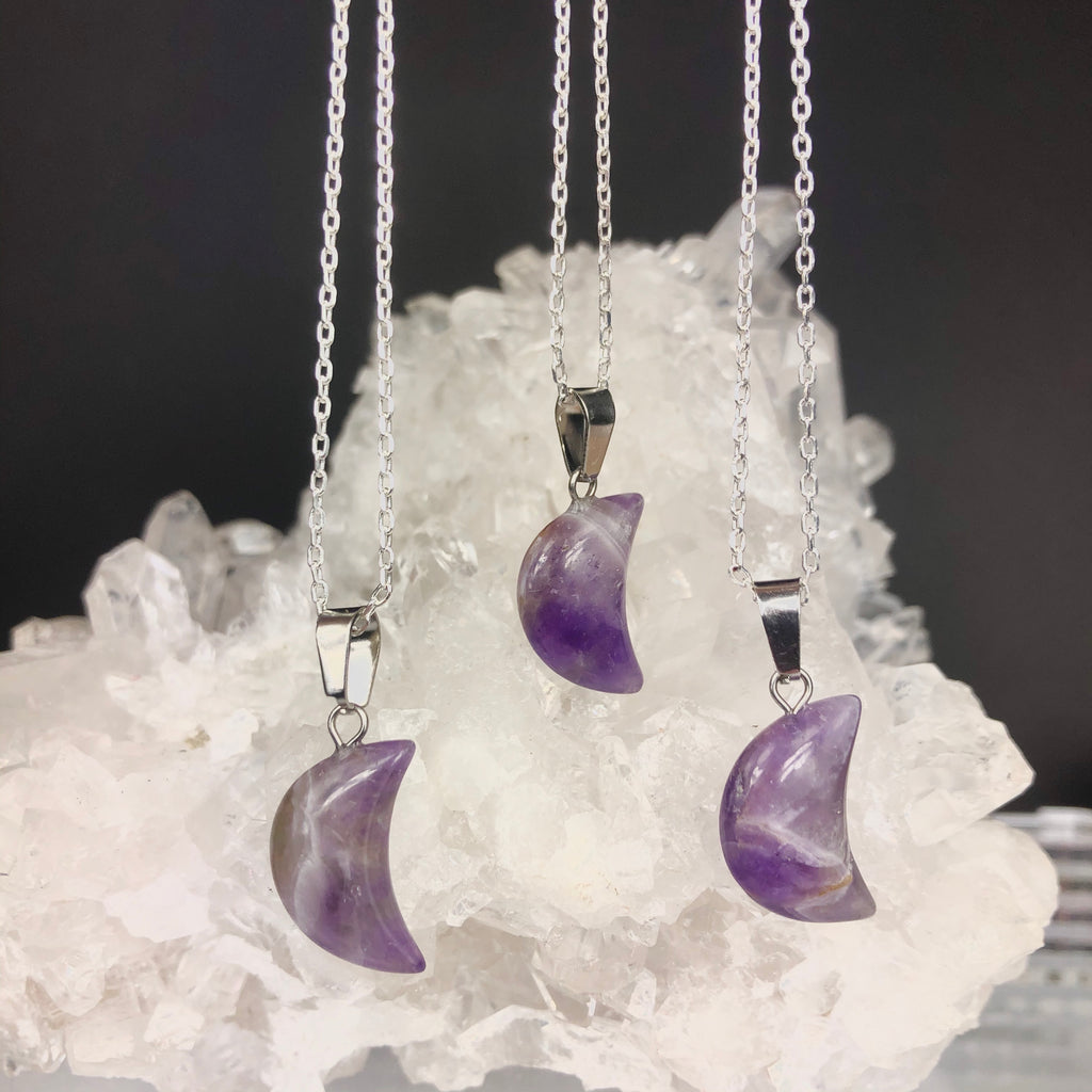 BLESSED BY THE MOON - Chevron Amethyst moon Necklace