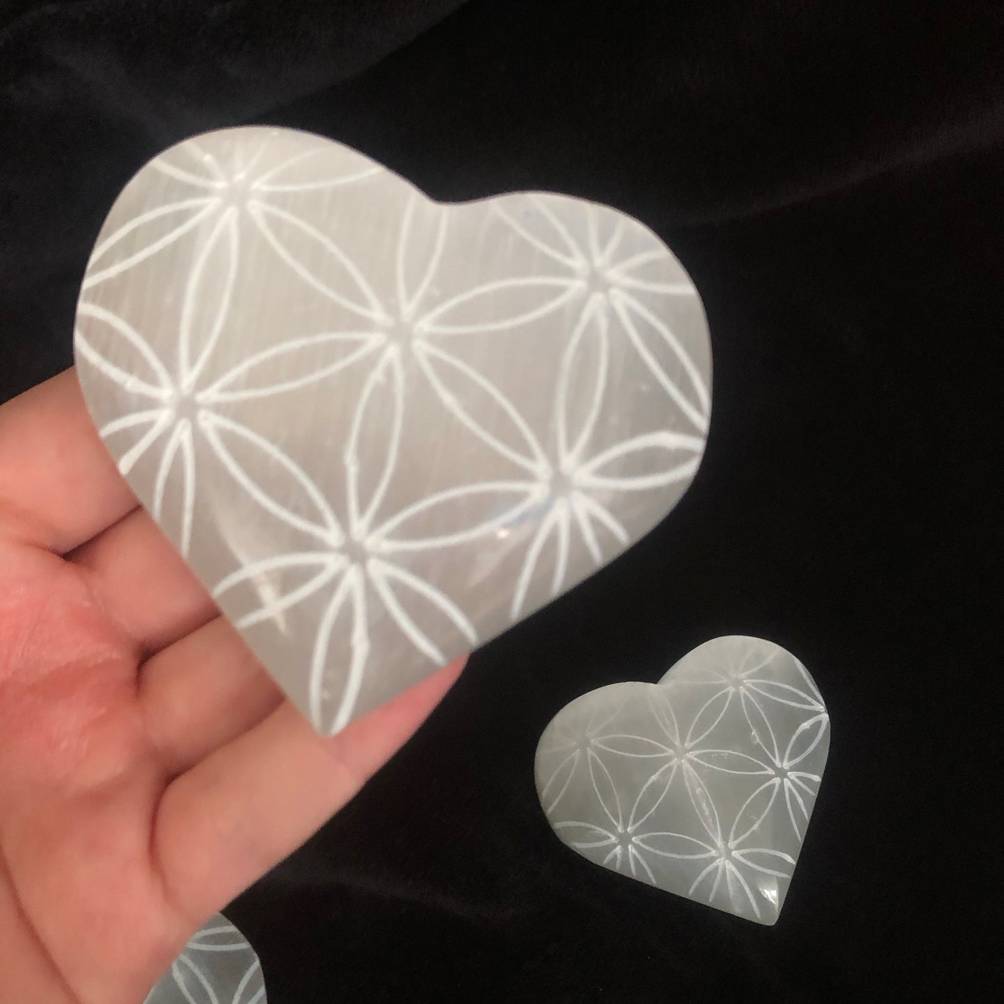 Flower Of Life Selenite Heart