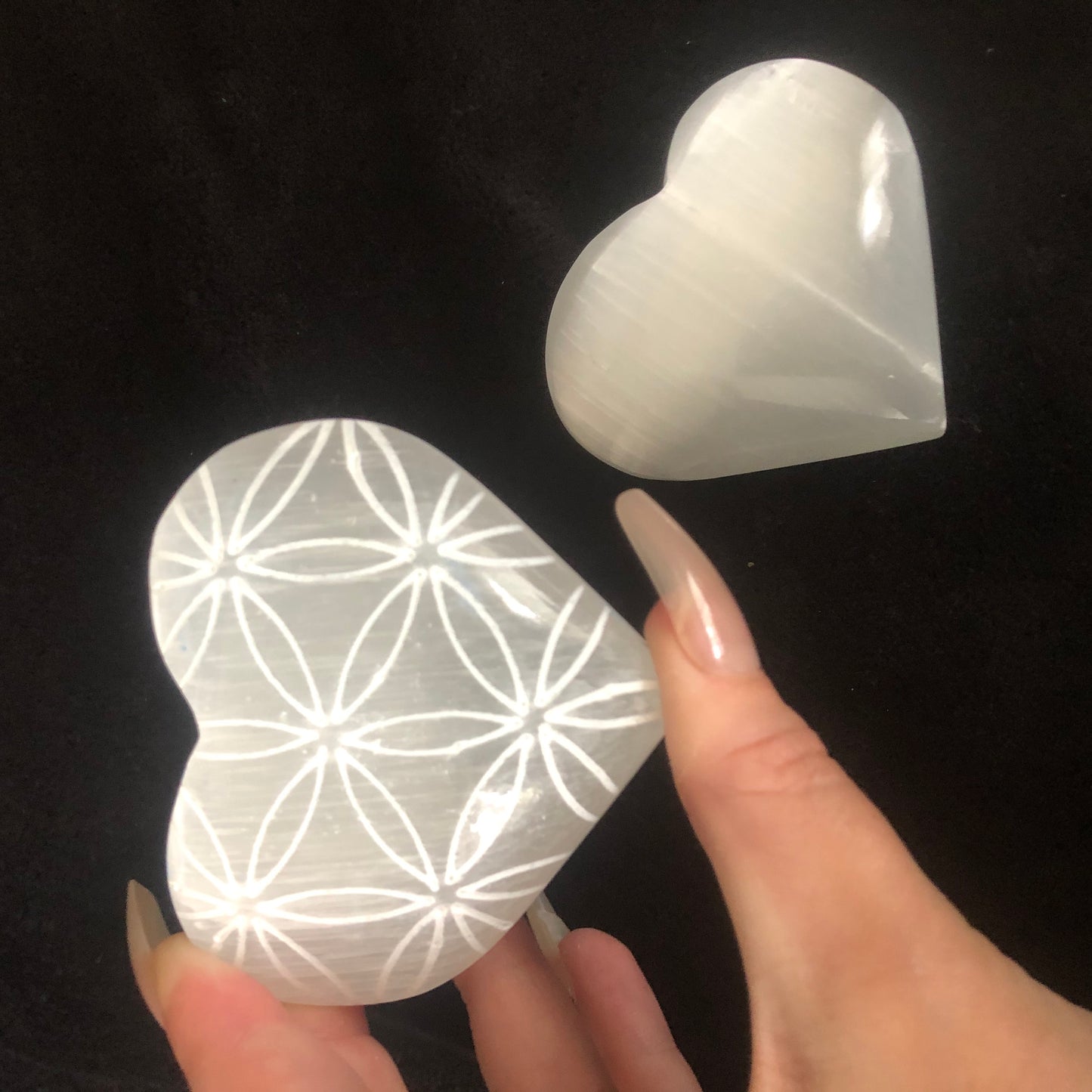 Flower Of Life Selenite Heart