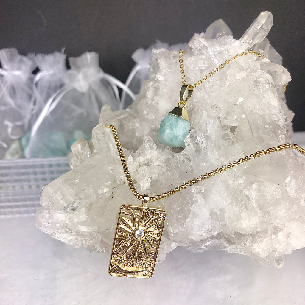 Amazonite The Star Necklace on 18K Gold Plated Chain