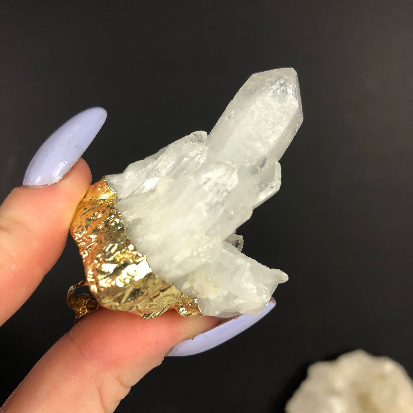 Clear Quartz Cluster on 24K Gold-Plated chain