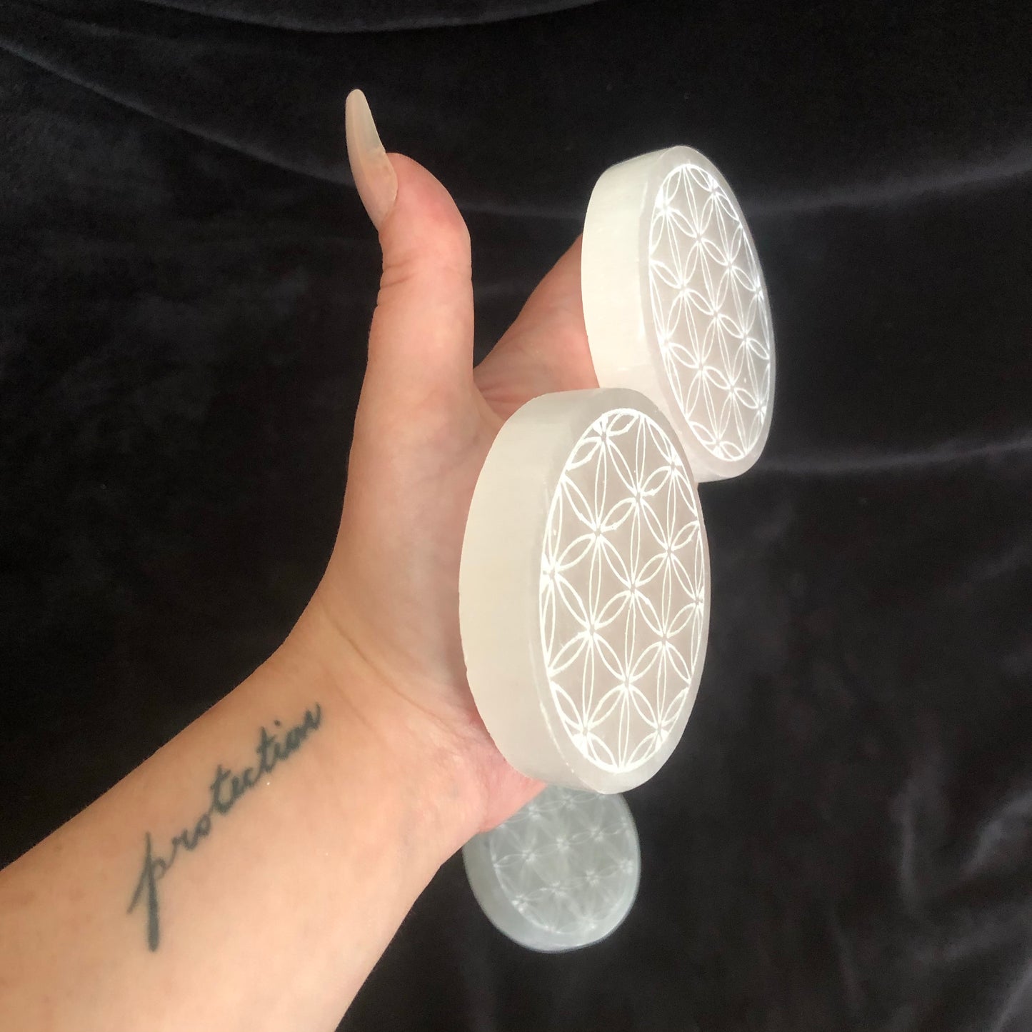 Flower Of Life Round Charging Selenite Plate