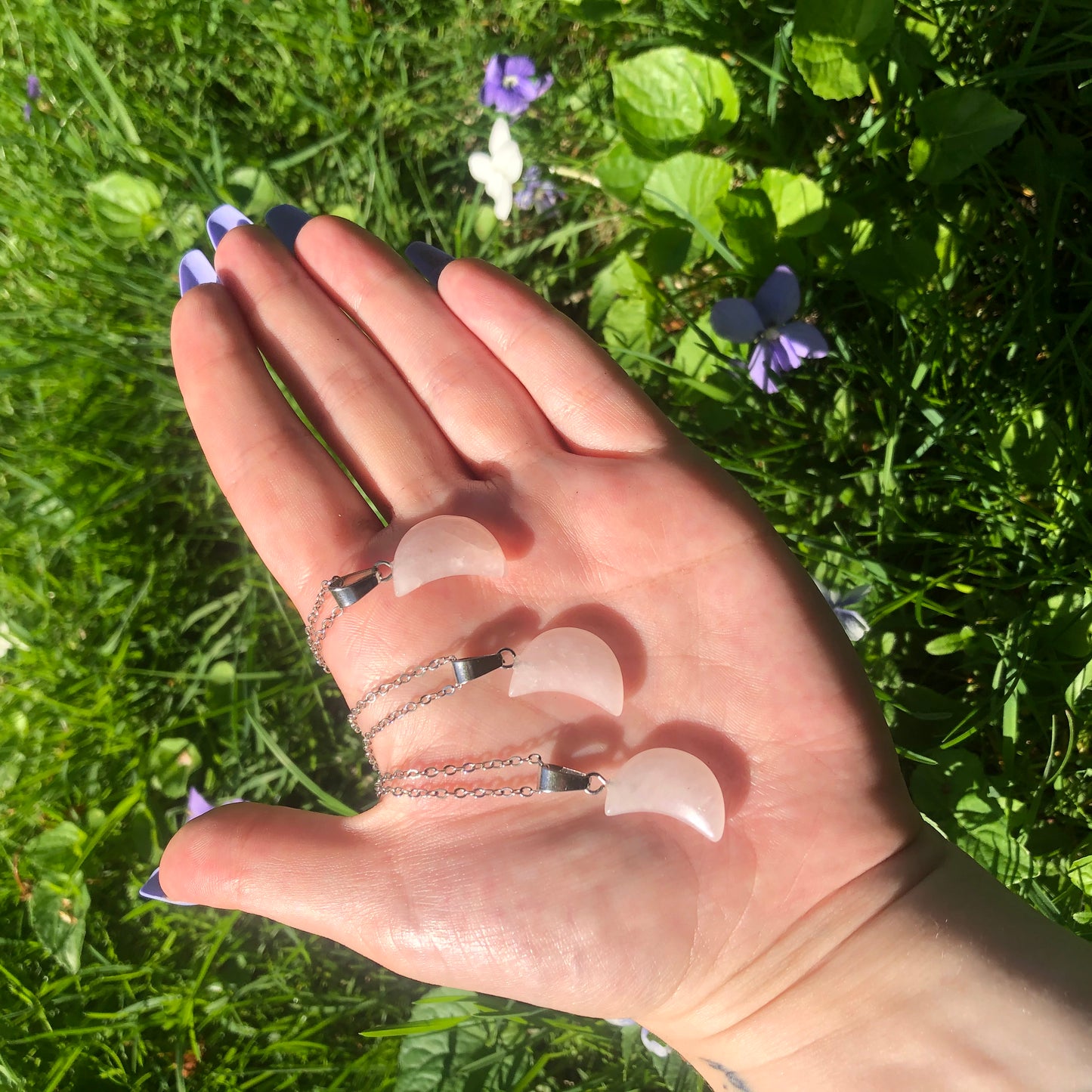 Blessed by the Moon - Rose Quartz Moon Necklace