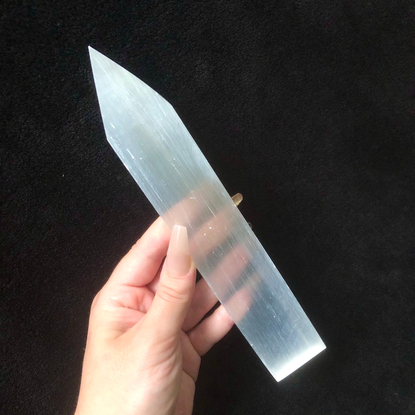 Polished Charging Selenite Point Wand Plate