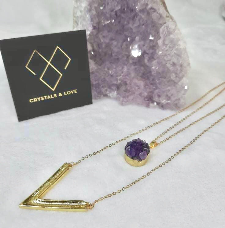 Amethyst Layered Necklace 24K Gold Plated