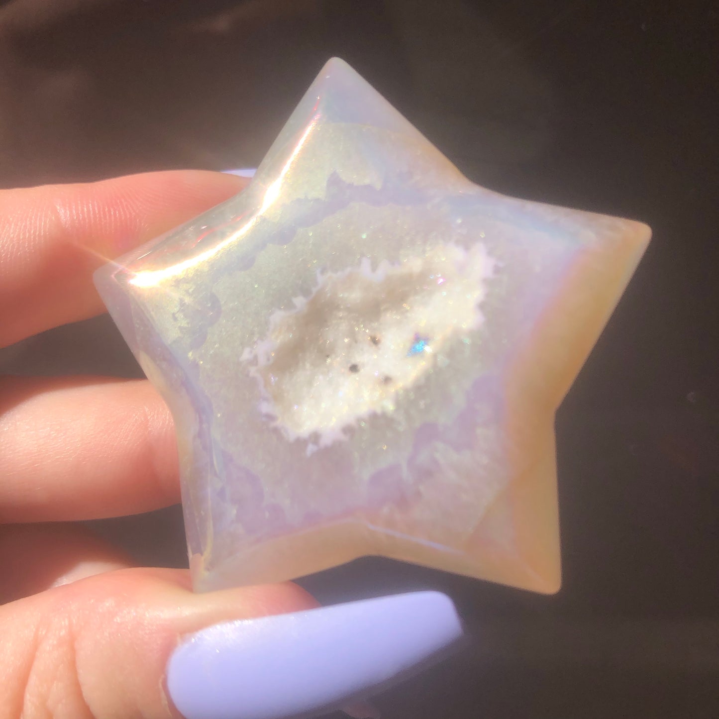 Aura Agate Star with Druzy