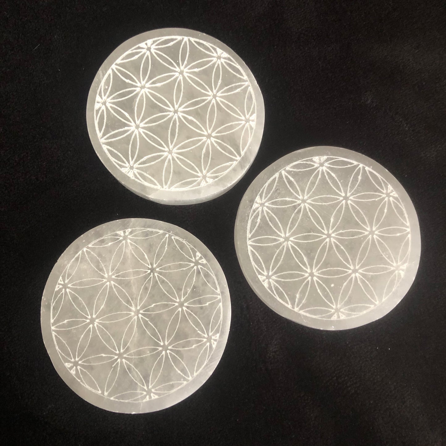 Flower Of Life Round Charging Selenite Plate